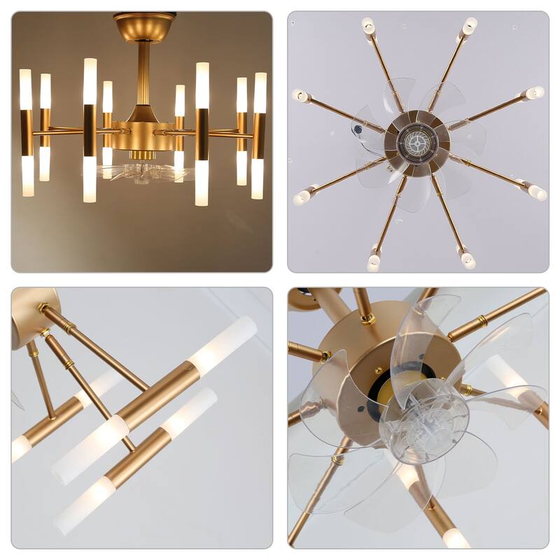Oaks Aura Farrel 23 in.Indoor French Gold Luxury Ceiling Fan with Lights, 6-Speed Reversible Quiet DC Motor Ceiling Fan w/Remote