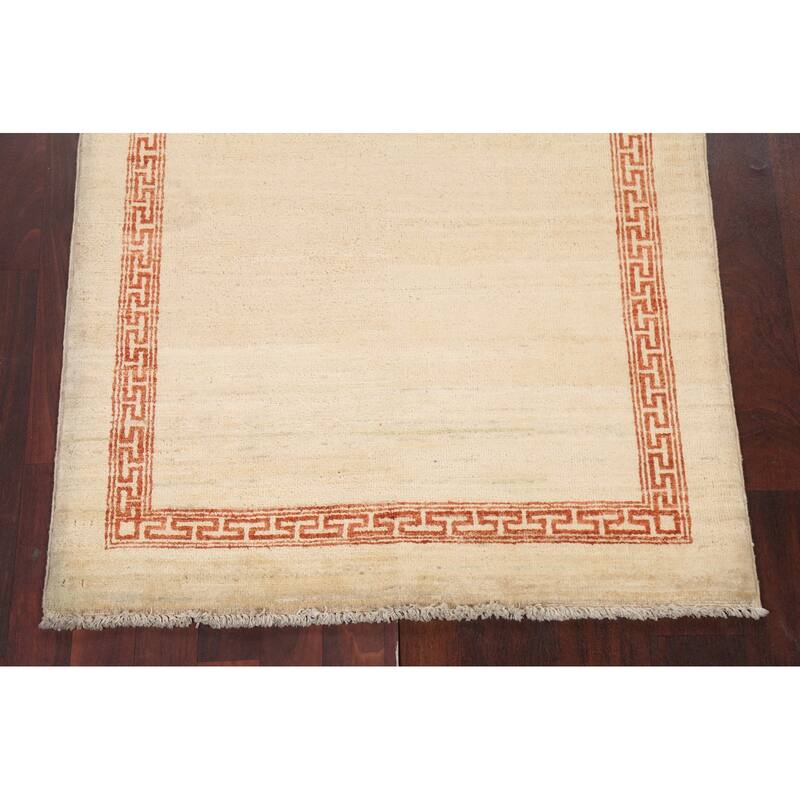 Geometric Bordered Wool Gabbeh Kashkoli Oriental Area Rug Hand-knotted - 3'2" x 5'4"