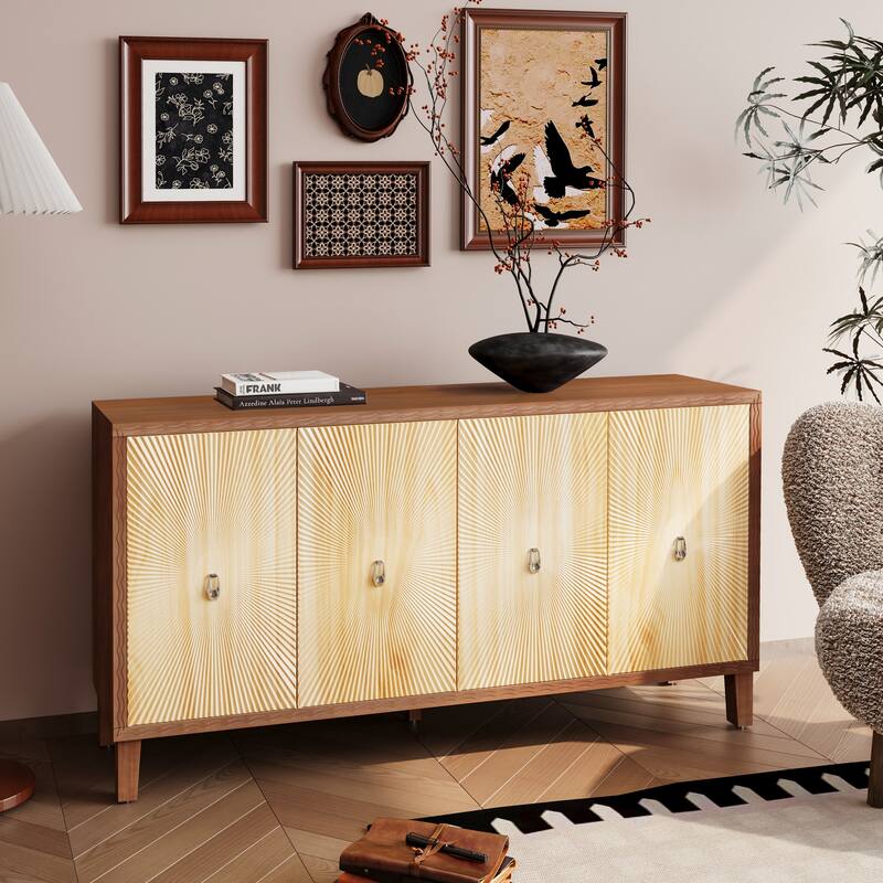 Accent Cabinet 4 Door Storage Cabinet Dining Sideboard
