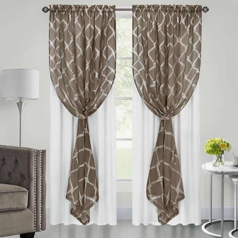 Bombay Double Layered Rod Pocket Window Curtain Panel