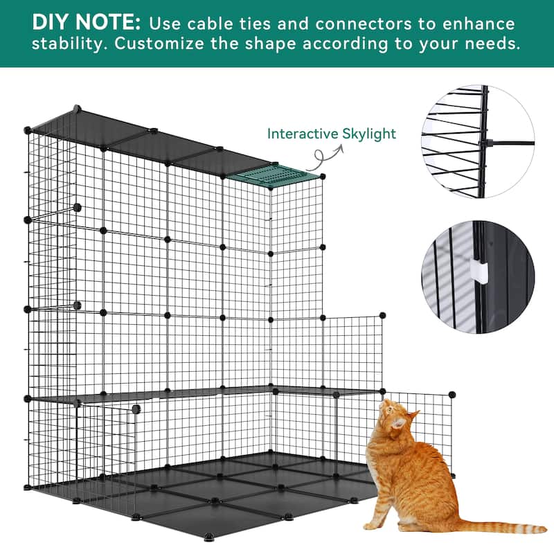 Moasis Reinforced 2-layer Metal Pet Cage with Doors, Ladder