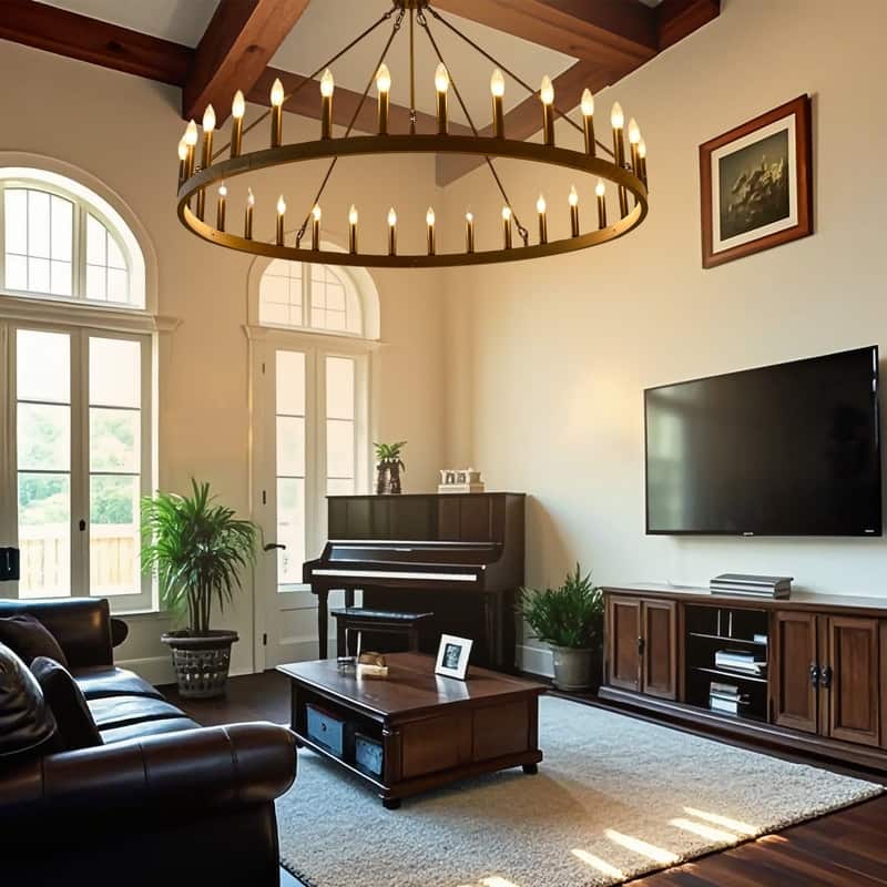 Large Black Large Wagon Wheel Chandelier Modern Farmhouse Candle Chandeliers