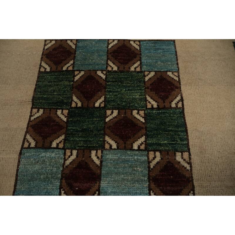 Hand Knotted Oriental 100% Wool Carpet Traditional Geometric Beige & Ivories Peshawar Area Rug - 11' 8'' X 8' 3''
