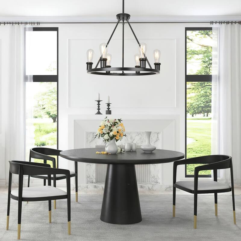 Starsky 6-Light 22.83inch Modern Farmhouse Round Ceiling Lights Wagon Wheel Chandelier