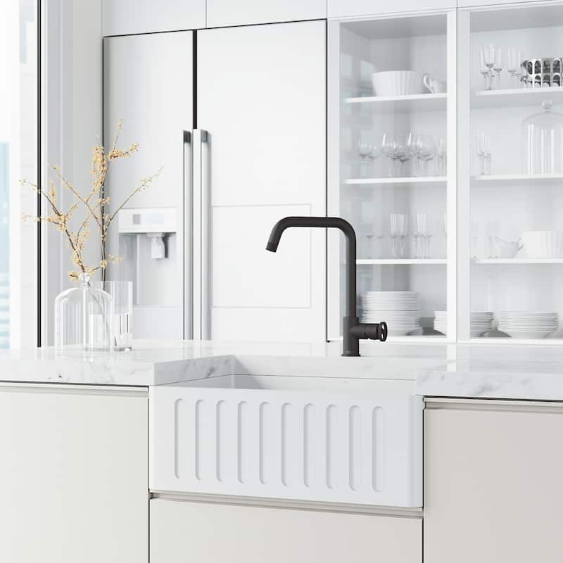 VIGO Cass Industrial 14" H Single Handle Kitchen Bar Faucet