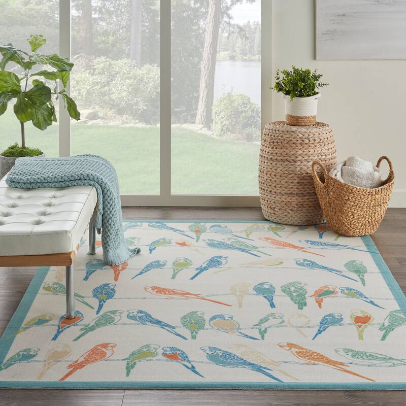 Waverly Sun N' Shade Modern Birds Indoor/Outdoor Area Rug
