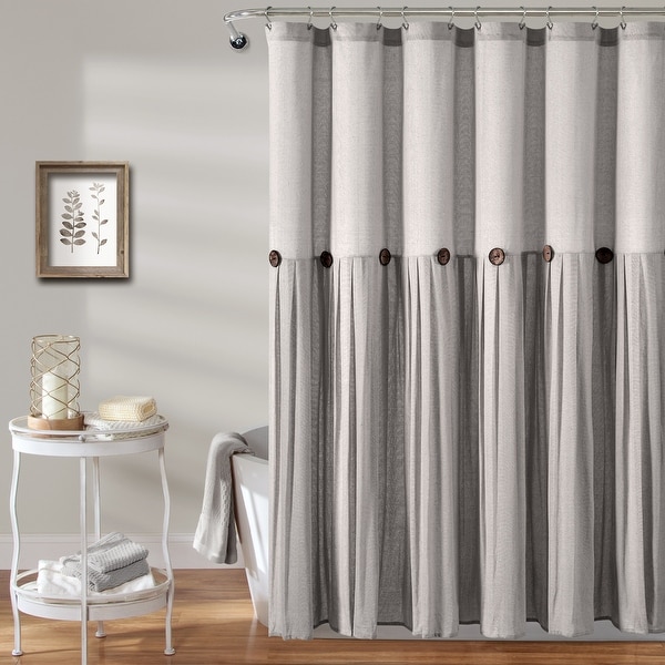 Lush Decor Two-tone Linen Button Shower Curtain - On Sale - Bed