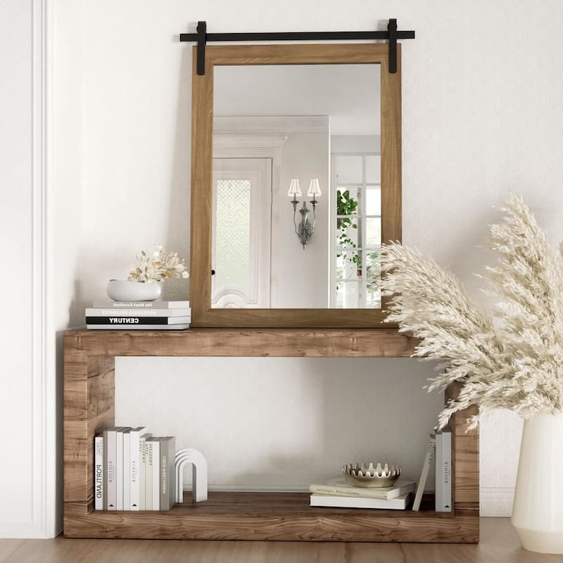 Rural Style Wall Mirrors Farmhouse Bathroom Mirrors Barn Mirror Vanity Mirror with Wood Framed(1 Piece)
