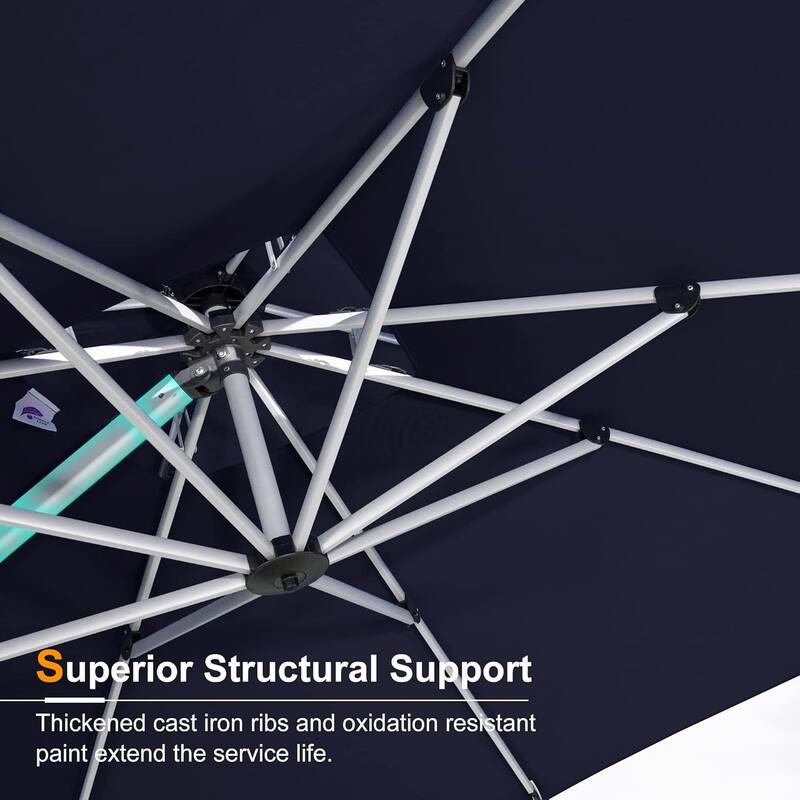 PURPLE LEAF Double Top Round Patio Large Cantilever 360 Degree Rotation 10/11/12/13ft Outdoor Classic Umbrella