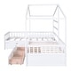 preview thumbnail 10 of 20, Twin Size House Platform Bed with 3 Storage Drawers, Wooden Daybed for 2, L -Shaped Double Bedframe with Roof & Fence
