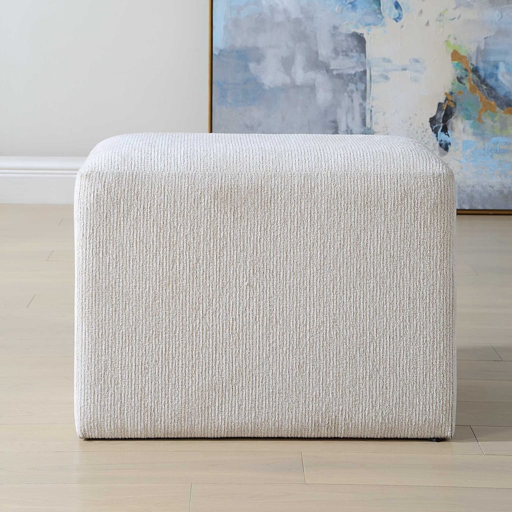 Copper Grove Off-white Rectangular Ottoman Stool.