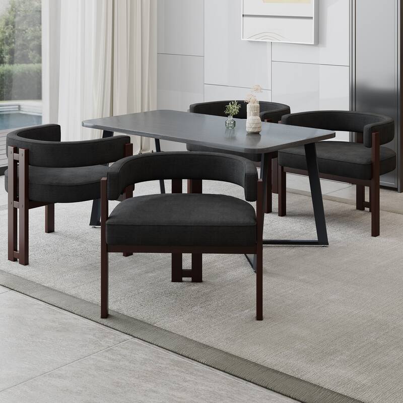 Set of 2 Modern Teddy Upholstered Accent Chairs, Open Back Barrel Dining Chair for Living Room & Bedroom