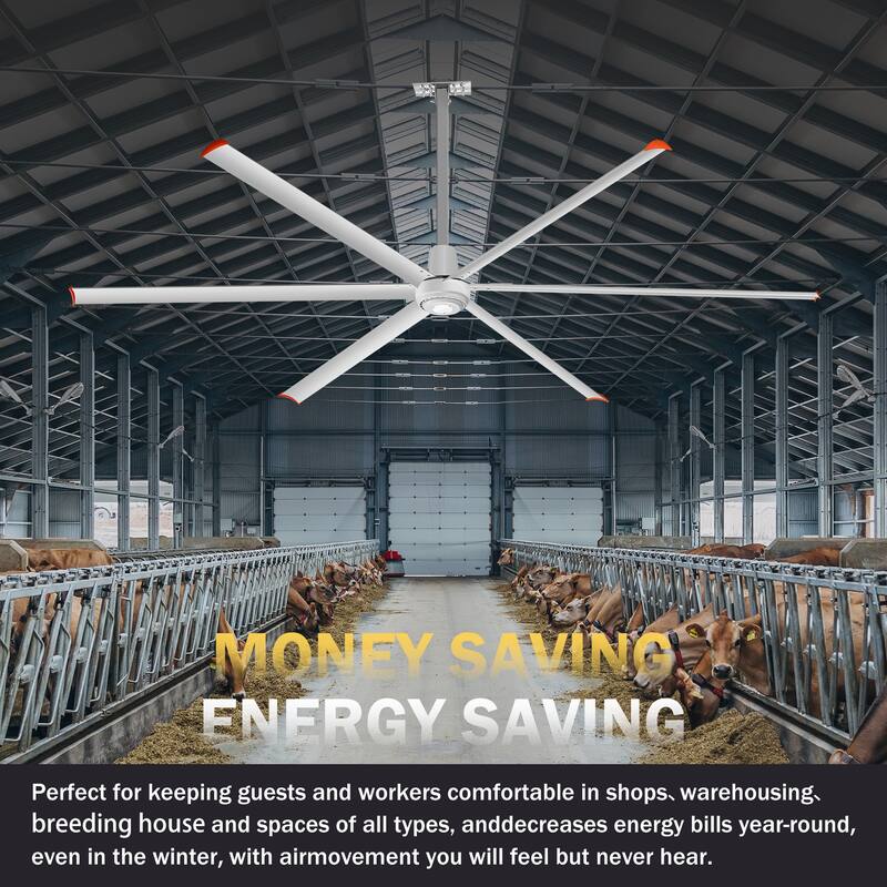 72"/84"/96"/120"/140" HVLS Industrial Ceiling Fan with 6/8 Aluminum Blades without Light