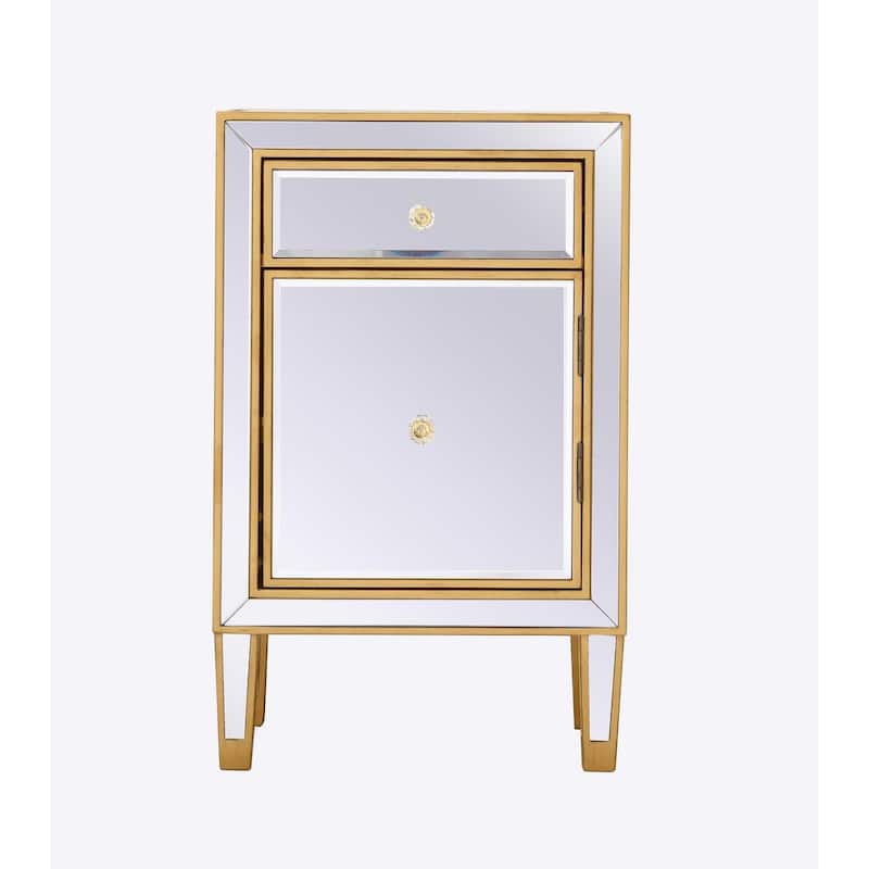 Reflexion Collection Rosa 18-inch Wide Mirrored 1-drawer Nightstand - Gold