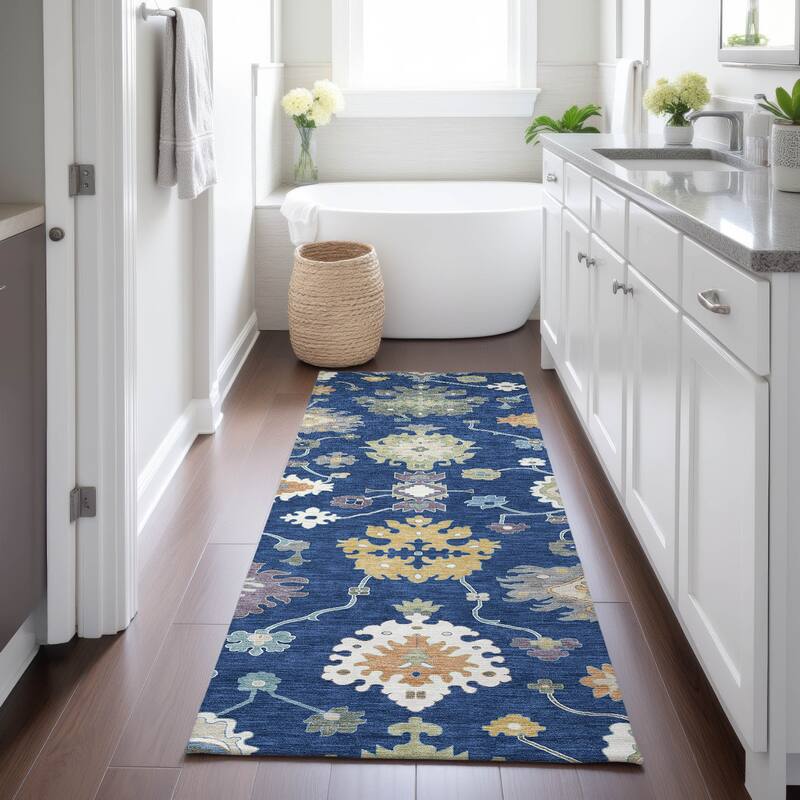 Machine Washable Indoor/ Outdoor Traditonal Delhi Chantille Rug
