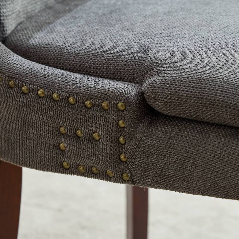 GDF Studio - Modern Chenille Upholstered Dining Chairs with Double-Layer Cushion & Curved Wood Legs, Set of 2