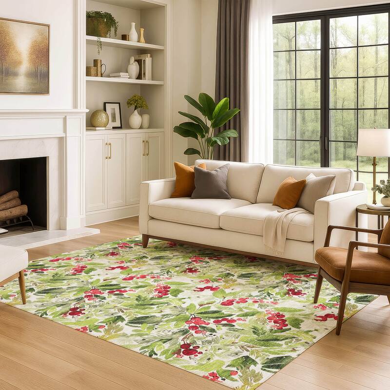 Premium Washable Super Soft Christmas Holly Mayfield Rug