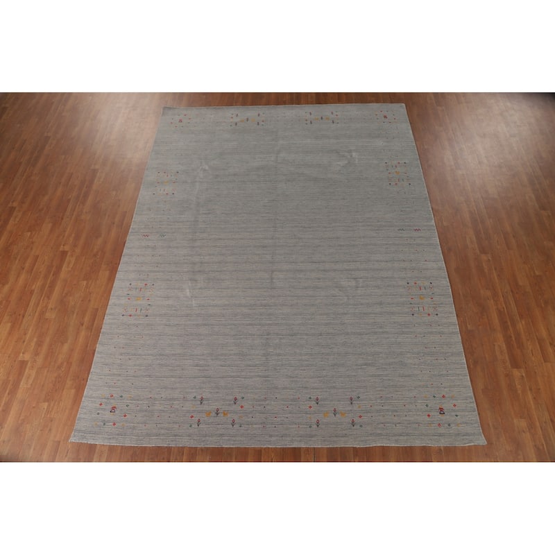 Striped Gabbeh Indian Area Rug Wool Carpet - 8'9" x 11'7"