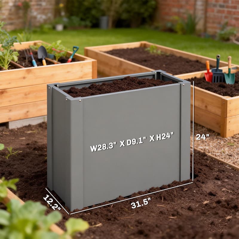 Outsunny Raised Garden Bed, Galvanized Planter Box Outdoor with Gloves for Gardening Vegetables, Flower