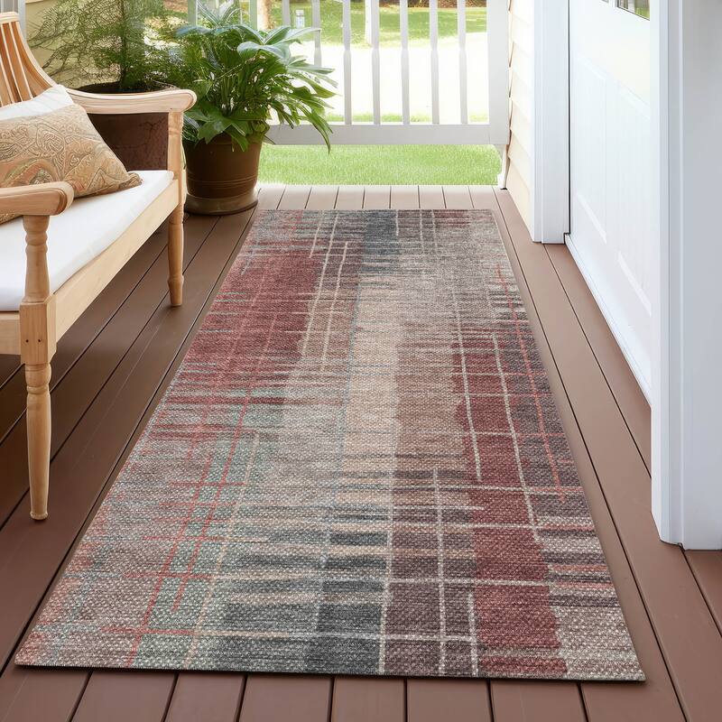 Machine Washable Indoor/ Outdoor Contemporary Aaron Chantille Rug - Paprika - 2'3" x 7'6"