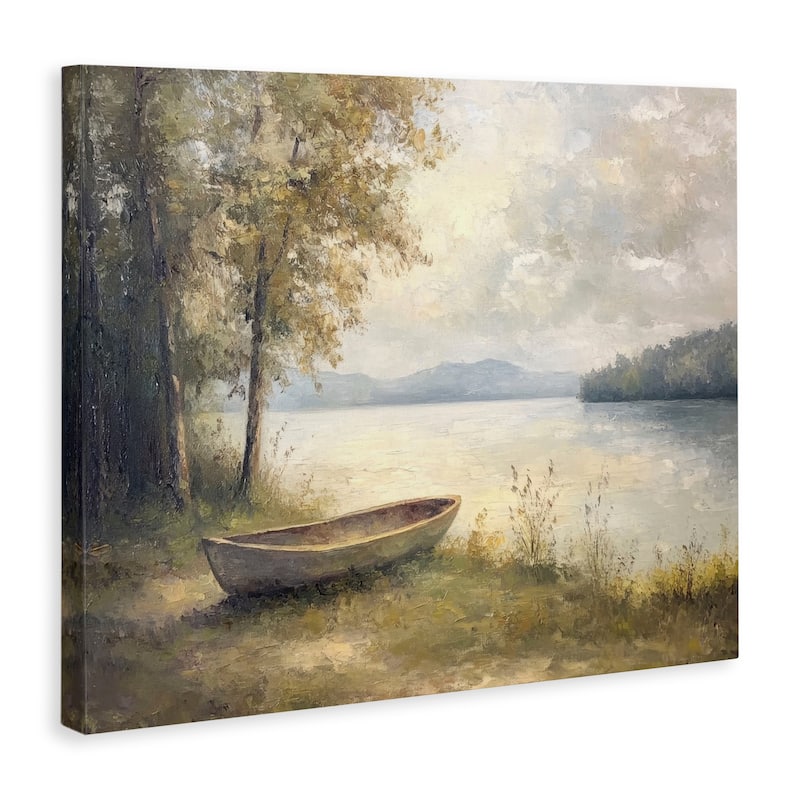 Stupell Boat at Lake's Edge Canvas Wall Art Design By Petal Prints Design