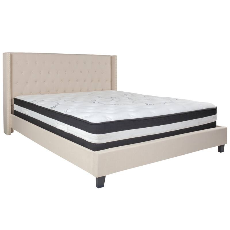 Tufted Upholstered Platform Bed with Pocket Spring Mattress