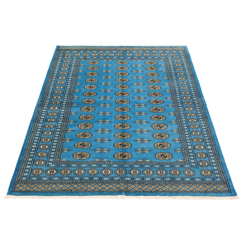 Finest Peshawar Bokhara Blue Rug 5'8" x 8'2" - 5'8 x 8'2