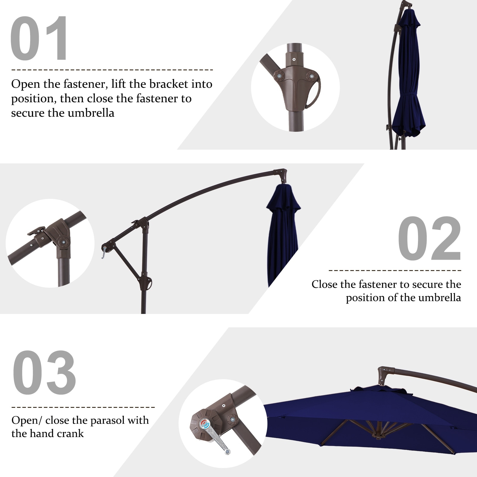 handle for replacement of offset patio umbrella Sunnydaze Steel 10-Foot with Cantilever, Crank, and Cross Base, 8 Steel Ribs  Serenity Health & Home Decor ensuring firmness and rustproof while providing you with smooth Baoblaze Patio Umbrella Crank Handle