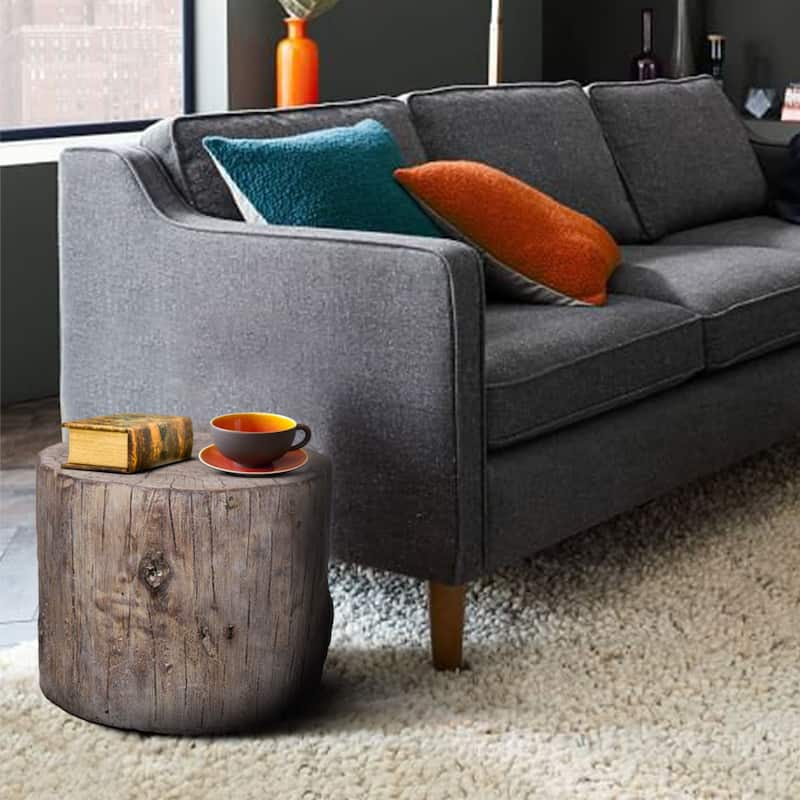 Carbon Loft Dogwood Antique Square Tree Stump Cement Stool