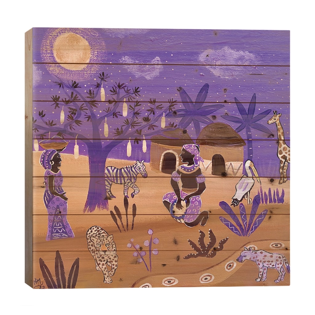 Drum Serenade Print On Wood by Magali Modoux - Multi-Color