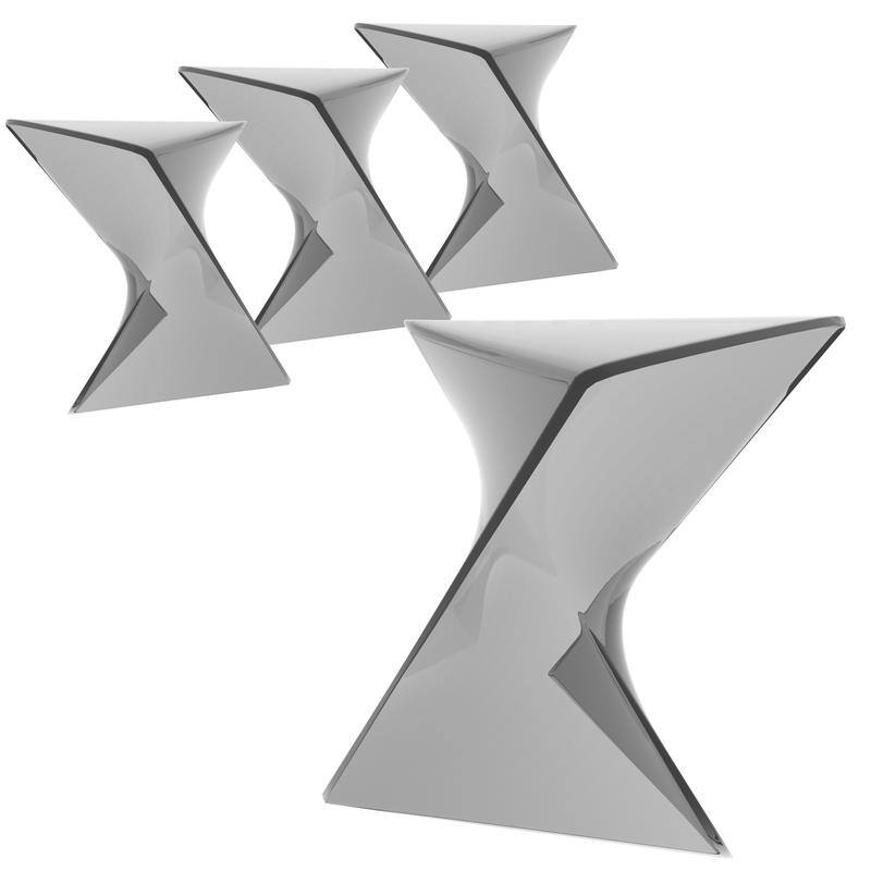 Randolph Modern Indoor Lightweight Side Table with Triangular Curved Design Accent End Table for Home Living Room or Bedroom - Set of 4 - Smoke