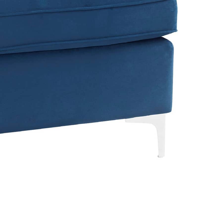 Ottoman with Removable Cushion Seat and Sleek Legs, Blue