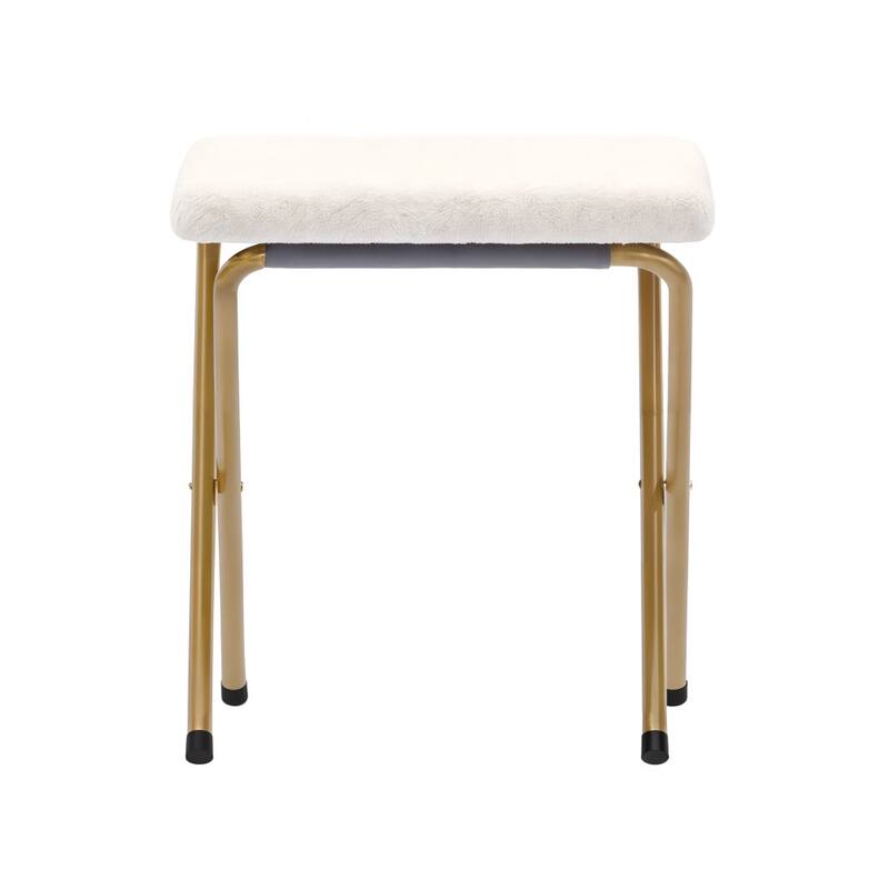 Double Folding Synthetic Fur Saucer Chair with 2 Ottomans