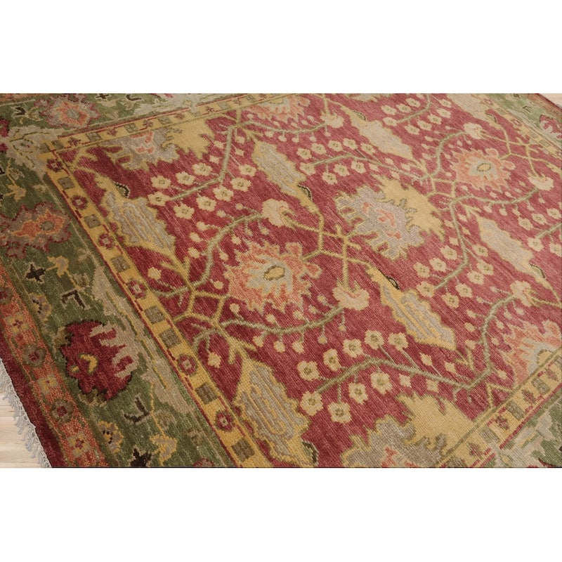 Hand Knotted Raspberry Oushak Arts & Crafts Wool Oriental Area Rug