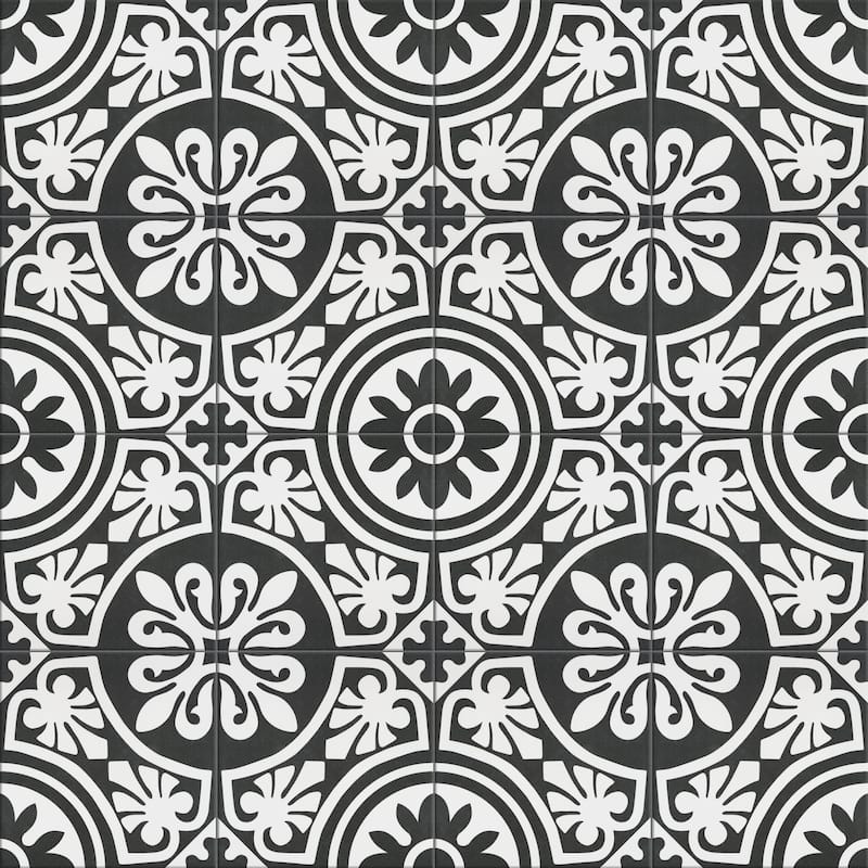 Merola Tile Majestic Tiena Black 9-3/4" x 9-3/4" Porcelain Floor and Wall Tile