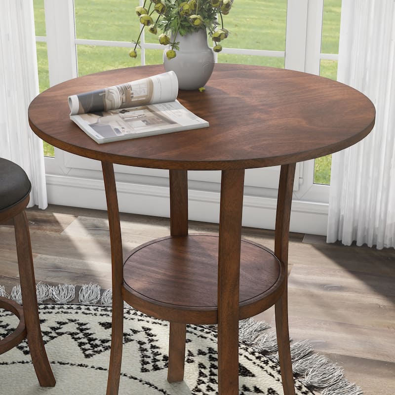 Irvi Traditional Rubberwood 3-Piece Barstool Counter Height Dining Set by Furniture of America