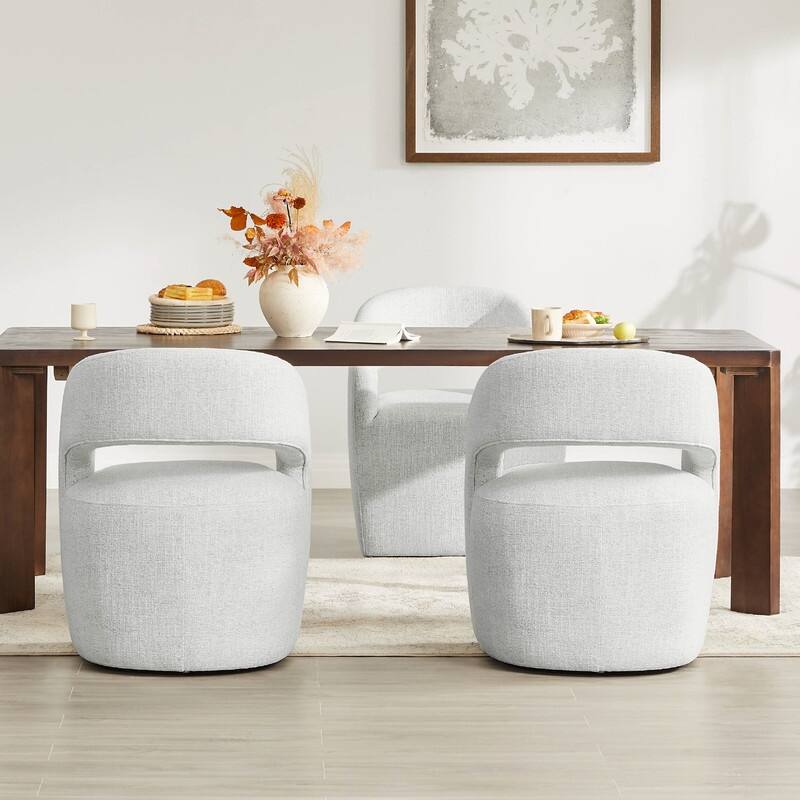 Spruce & Spring Modern Barrel Dining Chair with Casters Rolling Accent Chair