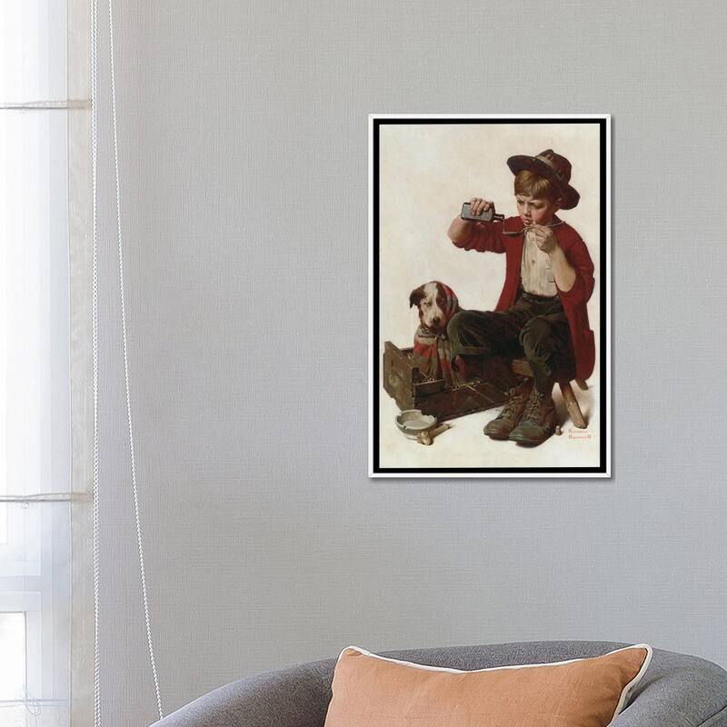iCanvas "Sick Puppy" by Norman Rockwell Framed