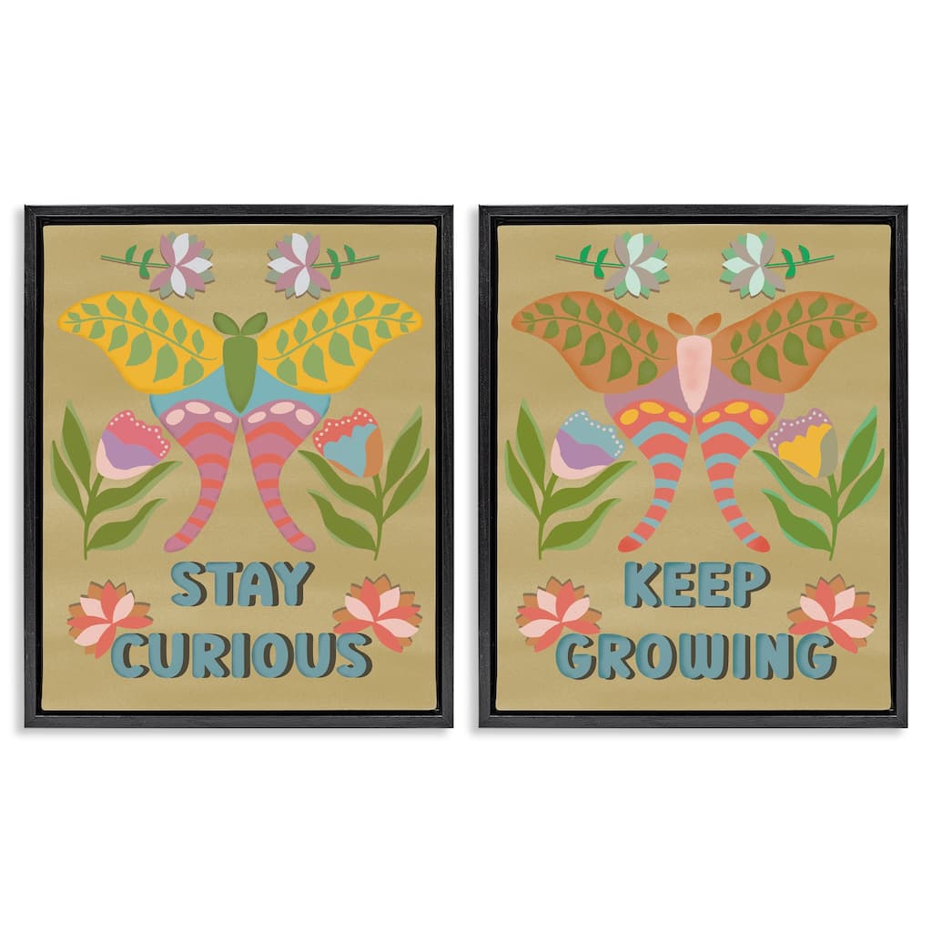 Stupell Stay Curious & Keep Growing Framed Floater Canvas Wall Art Design By Julia Frost (Set of 2)