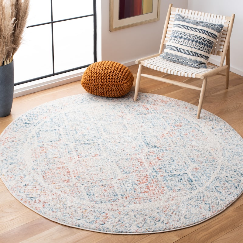 SAFAVIEH Tulum Yolonda Rustic Moroccan Boho Rug - 6'7" Round - Ivory/Terracotta - Round