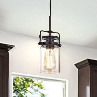 Oil Rubbed Bronze 1-Light Pendant with Clear Glass Jar Sconces - Oil Rubbed Bronze