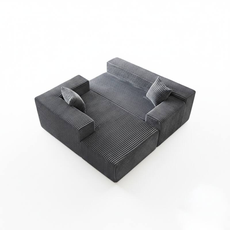 103.54" Flannel L-Shaped High-Density Modern Modular Sectional Sofa with Chaise & Pillows