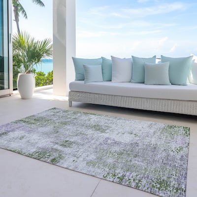 Machine Washable Indoor/ Outdoor Chantille Abstract Modern Rug