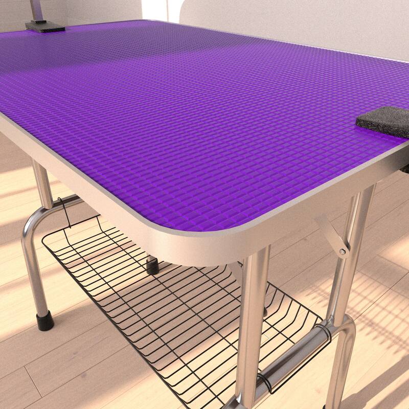 36" Folding Dog Pet Grooming Table Stainless Steel Frame Rubber Mat on Board with Adjustable Arm pet dog Cat Grooming Table