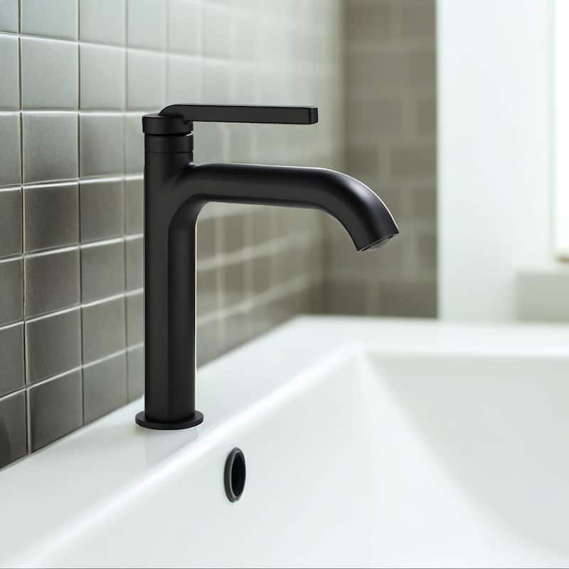 9-12" H Solid Brass Single Handle Bathroom Sink Faucet
