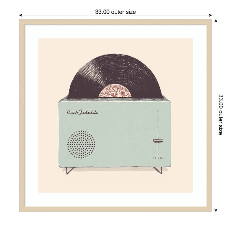 High Fidelity by Florent Bodart Wood Framed Wall Art Print - Natural - 33 x 33 in