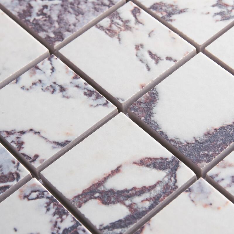 Merola Tile Touche 2" Square Rubis 11-3/4" x 11-3/4" Porcelain Mosaic Floor and Wall Tile - (1 Tile)