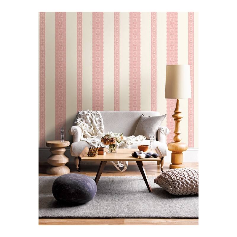 Brynn Pink Paisley Stripe Wallpaper - 20.5in x 396in x 0.025in