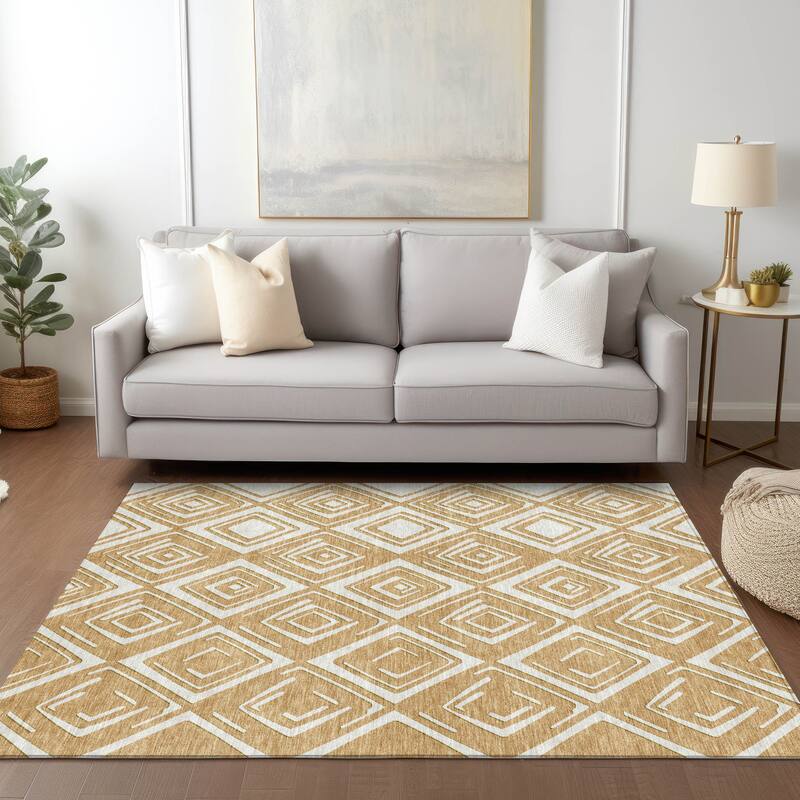 Machine Washable Indoor/ Outdoor Chantille Contemporary Diamonds Rug