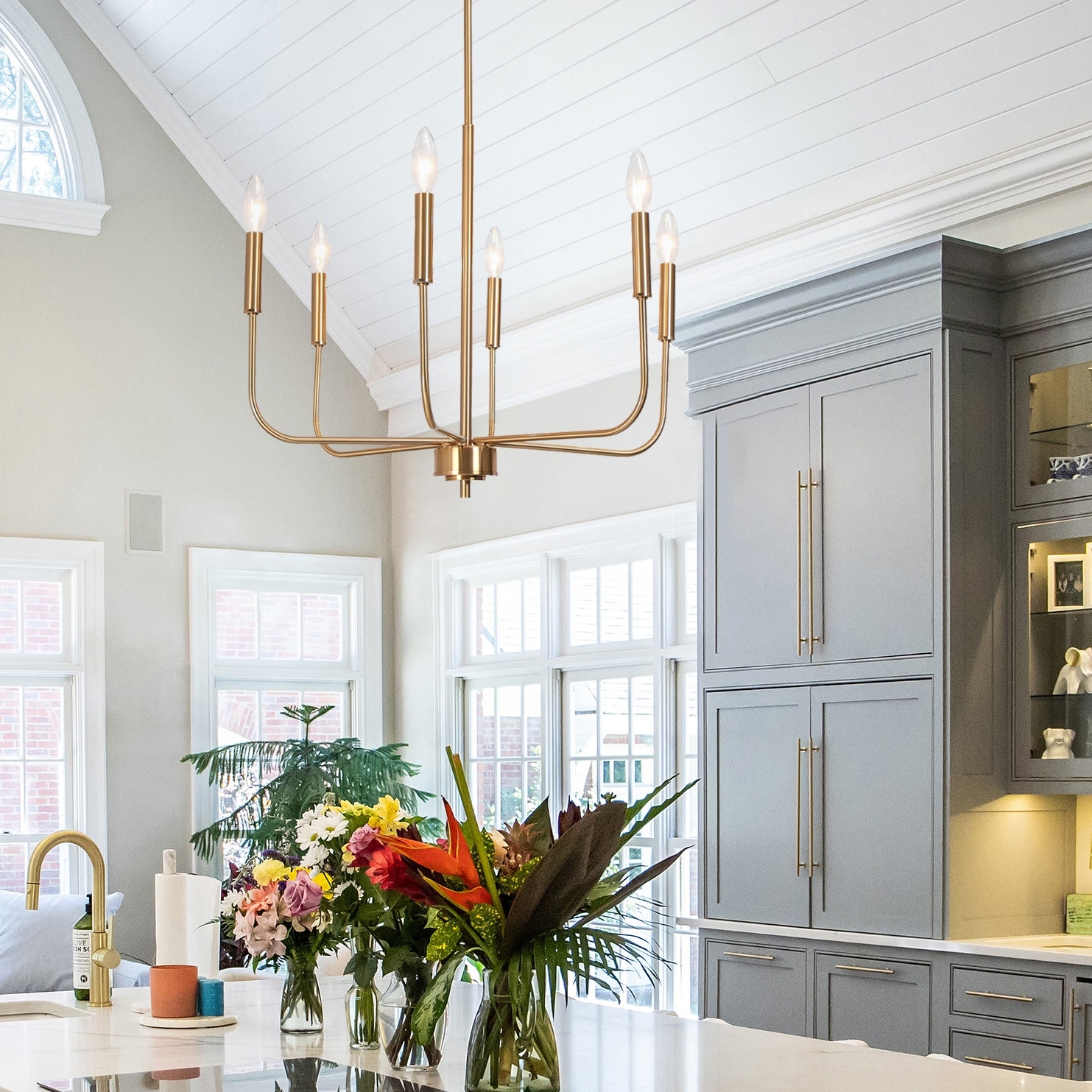 Modern Glam 6-Light Classic Candle Chandelier Gold Franch Country Wheel Dining Room Lighting